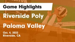 Riverside Poly  vs Paloma Valley  Game Highlights - Oct. 4, 2022