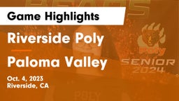 Riverside Poly  vs Paloma Valley  Game Highlights - Oct. 4, 2023