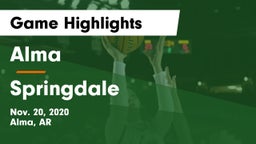 Alma  vs Springdale  Game Highlights - Nov. 20, 2020