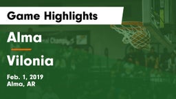 Alma  vs Vilonia Game Highlights - Feb. 1, 2019