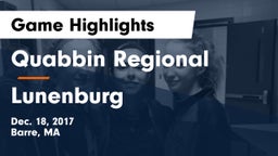 Quabbin Regional  vs Lunenburg  Game Highlights - Dec. 18, 2017