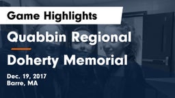 Quabbin Regional  vs Doherty Memorial Game Highlights - Dec. 19, 2017