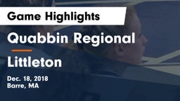 Quabbin Regional  vs Littleton  Game Highlights - Dec. 18, 2018
