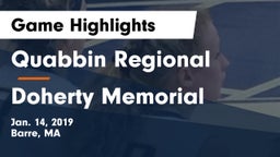 Quabbin Regional  vs Doherty Memorial Game Highlights - Jan. 14, 2019