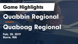 Quabbin Regional  vs Quaboag Regional Game Highlights - Feb. 20, 2019