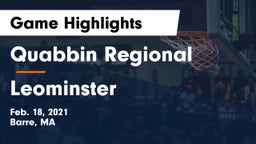 Quabbin Regional  vs Leominster  Game Highlights - Feb. 18, 2021