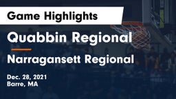 Quabbin Regional  vs Narragansett Regional  Game Highlights - Dec. 28, 2021