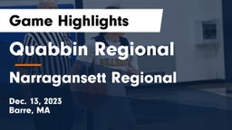 Quabbin Regional  vs Narragansett Regional  Game Highlights - Dec. 13, 2023