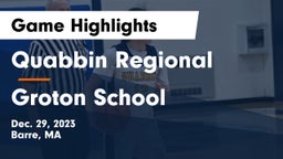 Quabbin Regional  vs Groton School  Game Highlights - Dec. 29, 2023