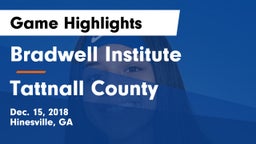 Bradwell Institute vs Tattnall County  Game Highlights - Dec. 15, 2018