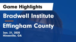 Bradwell Institute vs Effingham County  Game Highlights - Jan. 21, 2020