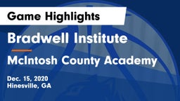 Bradwell Institute vs McIntosh County Academy Game Highlights - Dec. 15, 2020