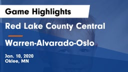 Red Lake County Central vs Warren-Alvarado-Oslo  Game Highlights - Jan. 10, 2020