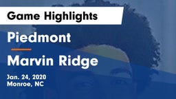 Piedmont  vs Marvin Ridge  Game Highlights - Jan. 24, 2020
