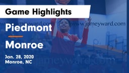 Piedmont  vs Monroe  Game Highlights - Jan. 28, 2020