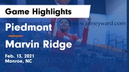 Piedmont  vs Marvin Ridge Game Highlights - Feb. 13, 2021