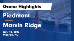 Piedmont  vs Marvin Ridge Game Highlights - Jan. 18, 2022