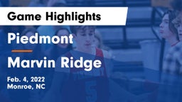 Piedmont  vs Marvin Ridge Game Highlights - Feb. 4, 2022