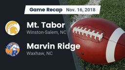 Recap: Mt. Tabor  vs. Marvin Ridge  2018