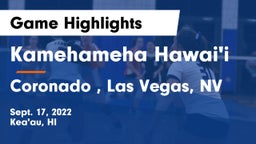 Kamehameha Hawai'i  vs Coronado , Las Vegas, NV Game Highlights - Sept. 17, 2022