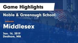 Noble & Greenough School vs Middlesex  Game Highlights - Jan. 16, 2019
