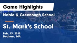 Noble & Greenough School vs St. Mark's School Game Highlights - Feb. 13, 2019