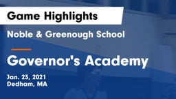 Noble & Greenough School vs Governor's Academy  Game Highlights - Jan. 23, 2021