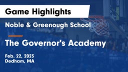 Noble & Greenough School vs The Governor's Academy  Game Highlights - Feb. 22, 2023