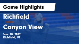 Richfield  vs Canyon View  Game Highlights - Jan. 20, 2022