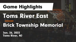 Toms River East  vs Brick Township Memorial  Game Highlights - Jan. 26, 2022