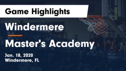 Windermere  vs Master's Academy  Game Highlights - Jan. 18, 2020