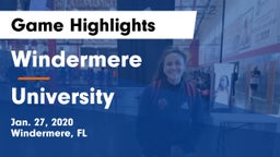 Windermere  vs University  Game Highlights - Jan. 27, 2020