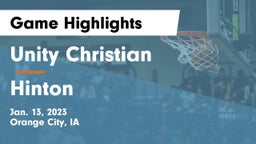 Unity Christian  vs Hinton  Game Highlights - Jan. 13, 2023