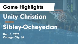 Unity Christian  vs Sibley-Ocheyedan Game Highlights - Dec. 1, 2023