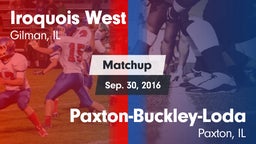 Matchup: Iroquois West High vs. Paxton-Buckley-Loda  2016