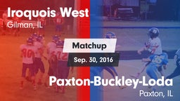 Matchup: Iroquois West High vs. Paxton-Buckley-Loda  2016