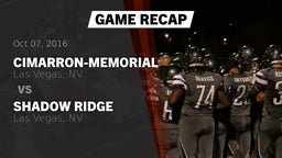 Recap: Cimarron-Memorial  vs. Shadow Ridge  2016