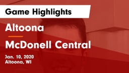 Altoona  vs McDonell Central  Game Highlights - Jan. 10, 2020