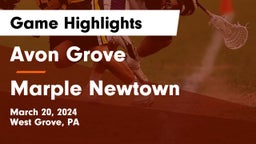 Avon Grove  vs Marple Newtown  Game Highlights - March 20, 2024