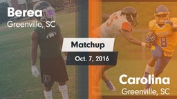 Matchup: Berea  vs. Carolina  2016
