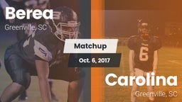 Matchup: Berea  vs. Carolina  2017
