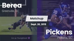 Matchup: Berea  vs. Pickens  2019