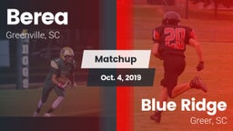 Matchup: Berea  vs. Blue Ridge  2019