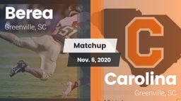 Matchup: Berea  vs. Carolina  2020