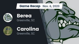 Recap: Berea  vs. Carolina  2020