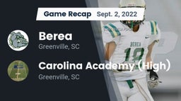 Recap: Berea  vs. Carolina Academy (High) 2022