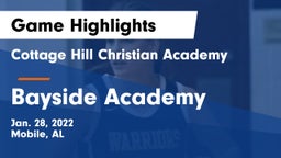 Cottage Hill Christian Academy vs Bayside Academy  Game Highlights - Jan. 28, 2022