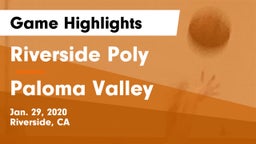 Riverside Poly  vs Paloma Valley  Game Highlights - Jan. 29, 2020