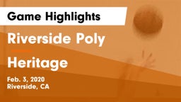 Riverside Poly  vs Heritage  Game Highlights - Feb. 3, 2020