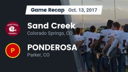 Recap: Sand Creek  vs. PONDEROSA  2017